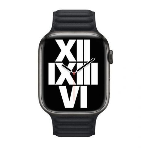 時計 Apple Watch ban Black Leather Link S/M Official Apple Black Leather Link Band M/L - For Apple Watch Ultra 2