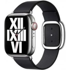 Apple Bracelet en cuir avec boucle moderne pour Apple Watch 38 mm / 40 mm / 41 mm – Couleur Encre – Taille M