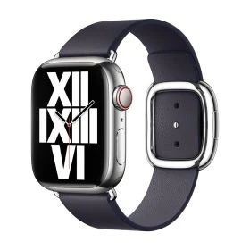 Apple Bracelet en cuir avec boucle moderne pour Apple Watch 38 mm / 40 mm / 41 mm / 42 mm – Couleur Encre – Taille S