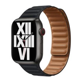 Apple Bracelet à maillons cuir  Apple Watch M/L 38mm / 40mm / 41mm / 42mm Minuit