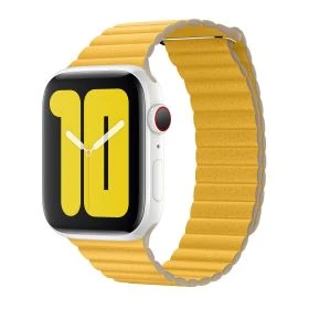 Apple - Bracelet Apple Watch en cuir 42mm / 44mm / 45mm / 49mm - Medium - Meyer Lemon