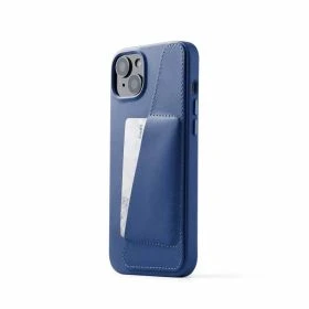 Mujjo Coque Portefeuille en Cuir avec MagSafe pour iPhone 14 / 15 Plus – bleu