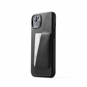 Mujjo Coque Portefeuille en Cuir avec MagSafe pour iPhone 14 / 15 Plus – Noir