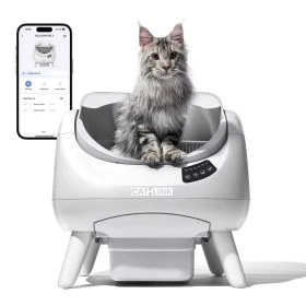 CATLINK Open X - Open Top Bac à Litière Automatique Autonettoyante Blanc