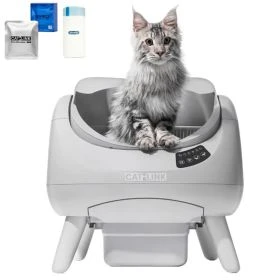 CATLINK Open X Lite - Open Top Bac à Litière Automatique Autonettoyante - blanche