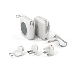 Epico Travel UltraPack 3en1 Batterie externe sans fil magnétique portable 10 000 mAh avec chargeur secteur Blanc