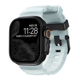 Nomad Bracelet Rocky Point Apple Watch Ultra 46 mm / 49 mm Icy Blue Glow Connecteur Noir