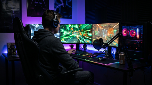 Setup gaming avec RGB et chaise gamer  cadeau idéal pour un diplômé passionné de jeux vidéo