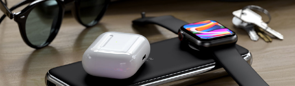 Support iPhone, AirPods et Apple Watch, avec Gestion Câbles de