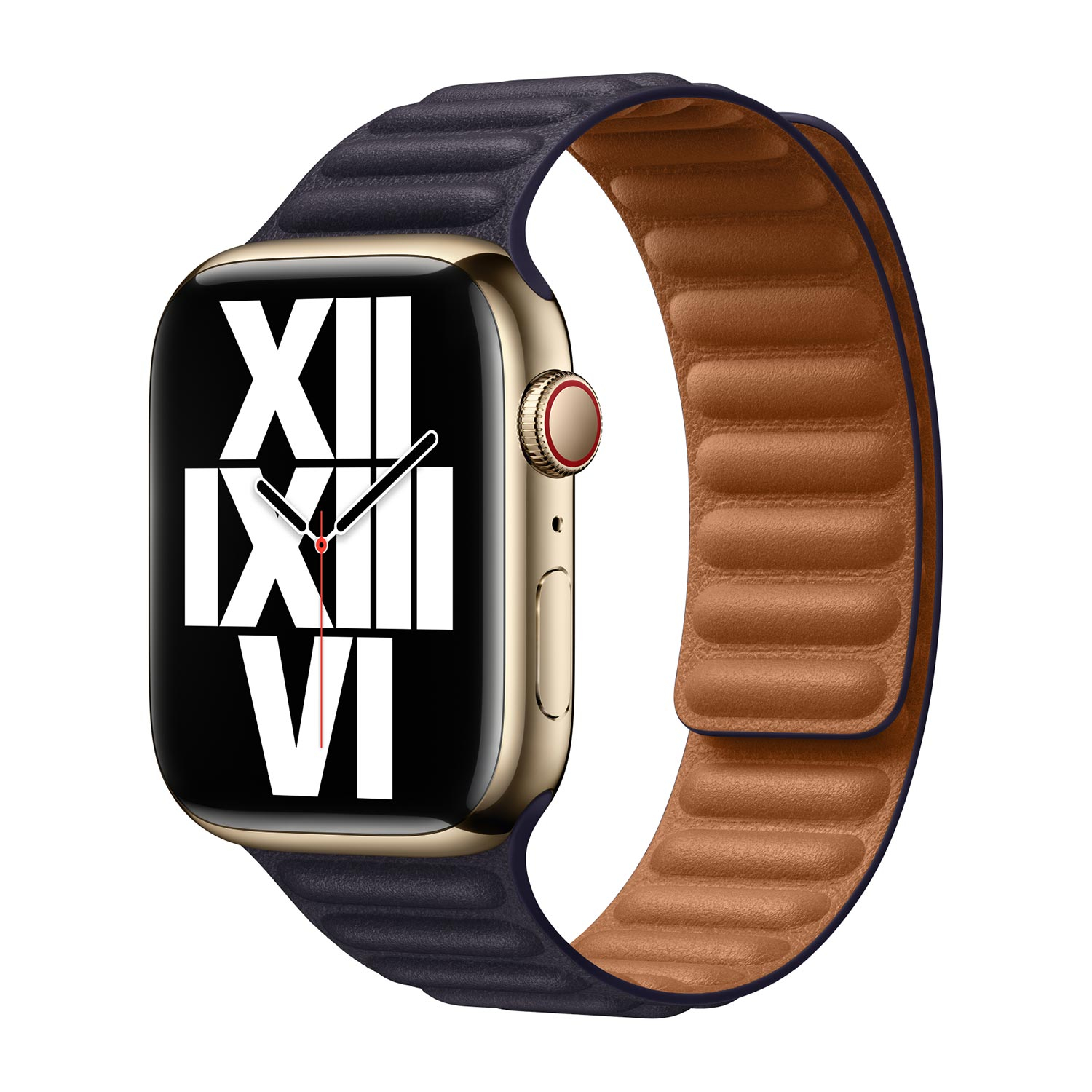 APPLE Bracelet &agrave; maillons cuir pour  Watch 41 mm - M/L - Minuit - Neuf