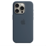 Coque Apple Silicone MagSafe iPhone 15 Pro Bleu Tempête sticky