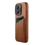 Mujjo Coque Portefeuille en Cuir iPhone 16 Pro - Marron sticky