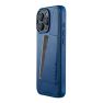 Mujjo Coque Portefeuille en Cuir iPhone 16 Pro Max - Bleu sticky