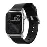 Nomad - Modern active - Bracelet en cuir Apple Watch 42mm/ 44mm / 45mm / 49mm - Noir / Argent sticky
