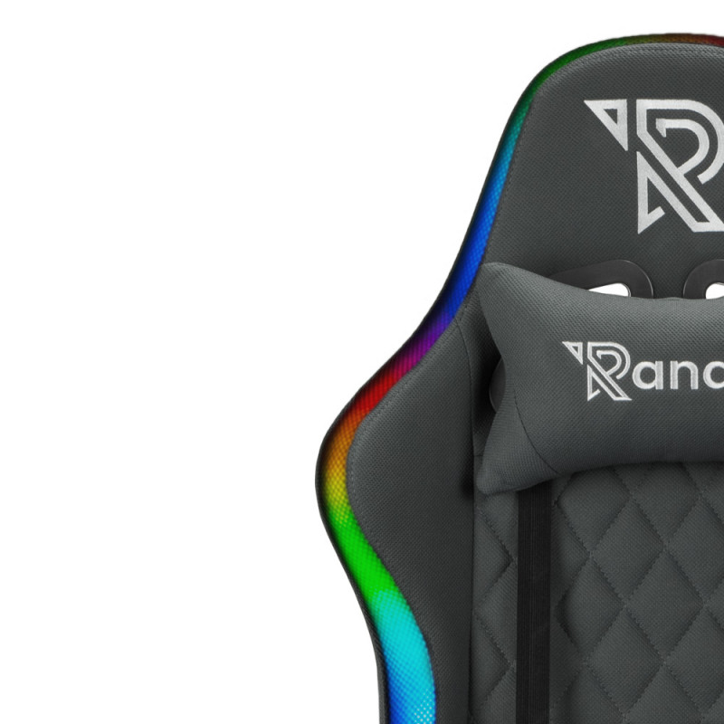 Ranqer - Halo Chaise gaming en tissu LED / RGB - Gris