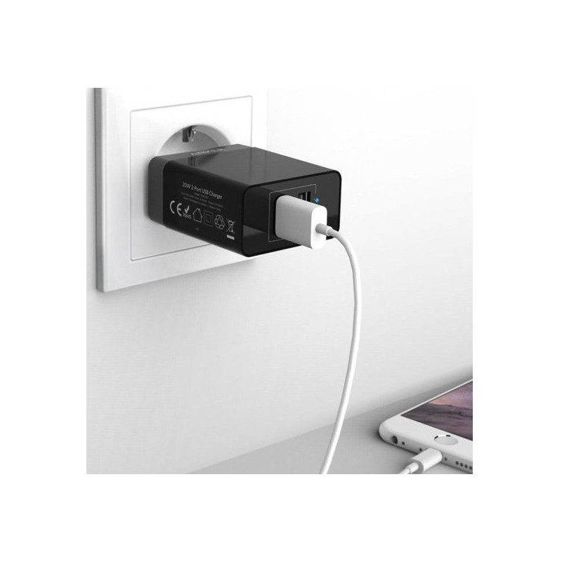 Anker PowerPort 2x - Chargeur USB Multi-Ports 24W - Noir