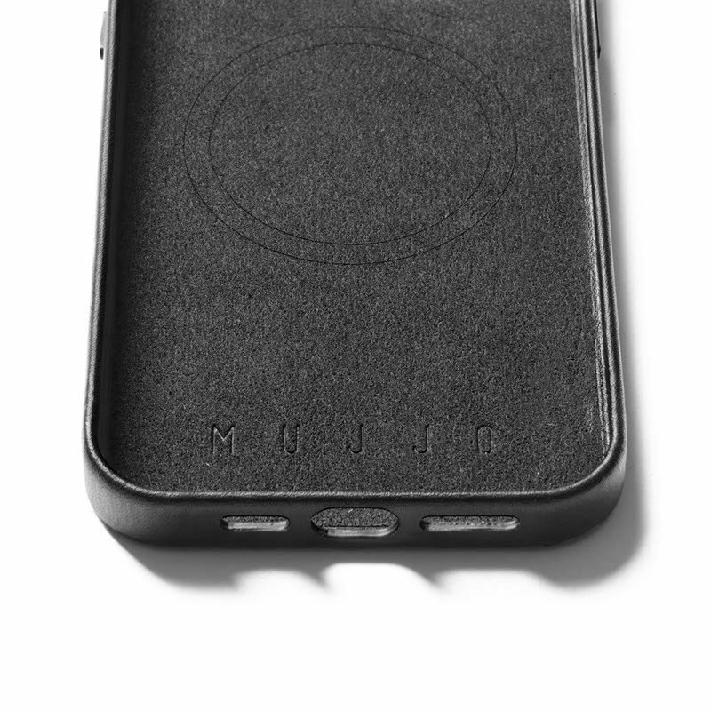 Mujjo Leather Wallet Case iPhone 15 Pro Max Noir