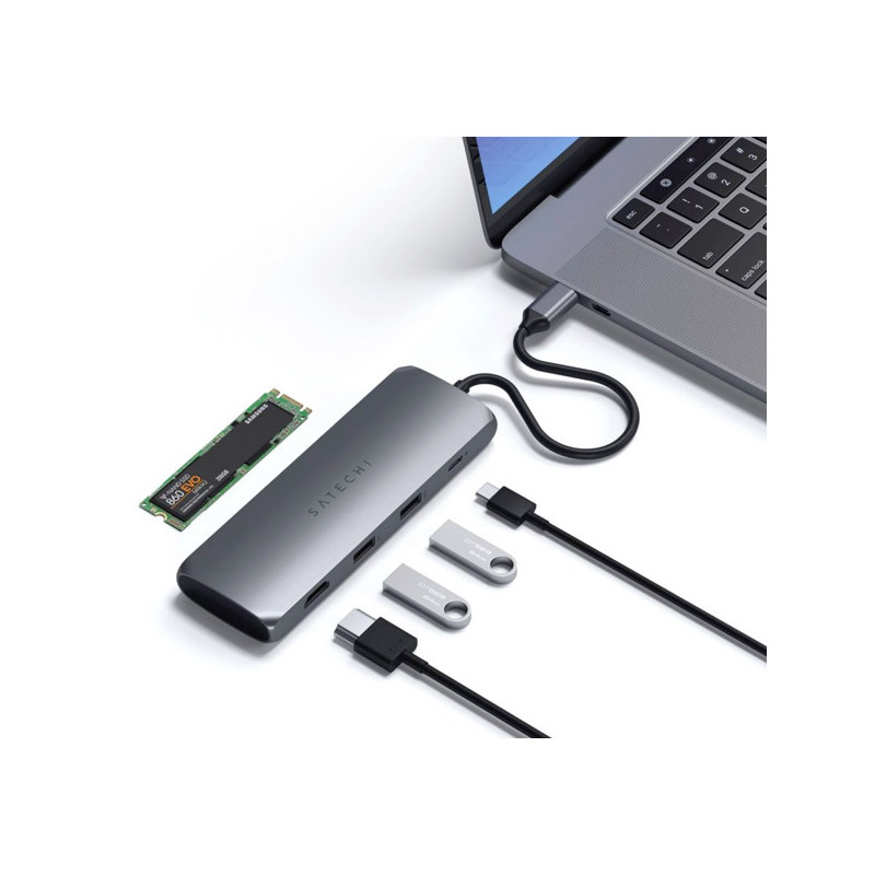 Hub USB C SATECHI USB-C Hybrid Multiport gris