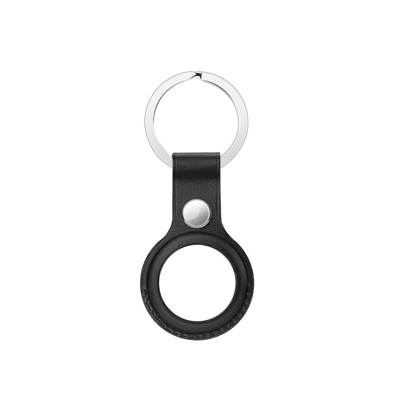 Casecentive - Coque porte-clés pour AirTag en cuir - Noire