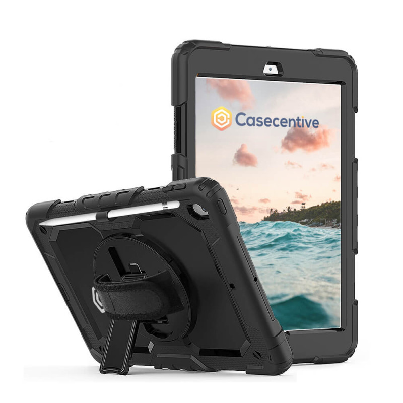 Casecentive Handstrap Pro - Coque Antichoc Poignée Rotative - iPad 10,2"