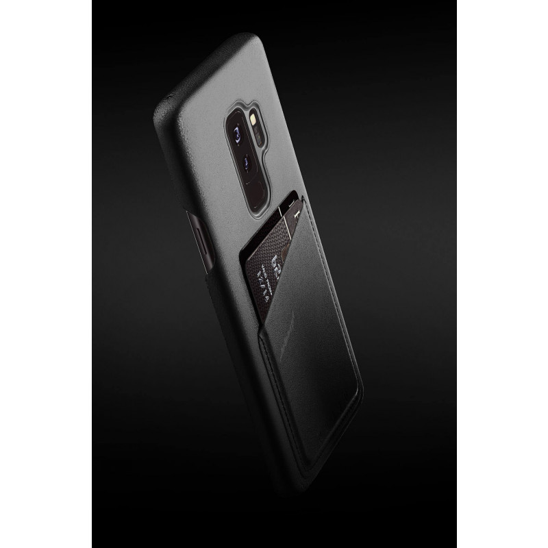 Coque Portefeuille en Cuir Mujjo Galaxy S9 Plus Noir