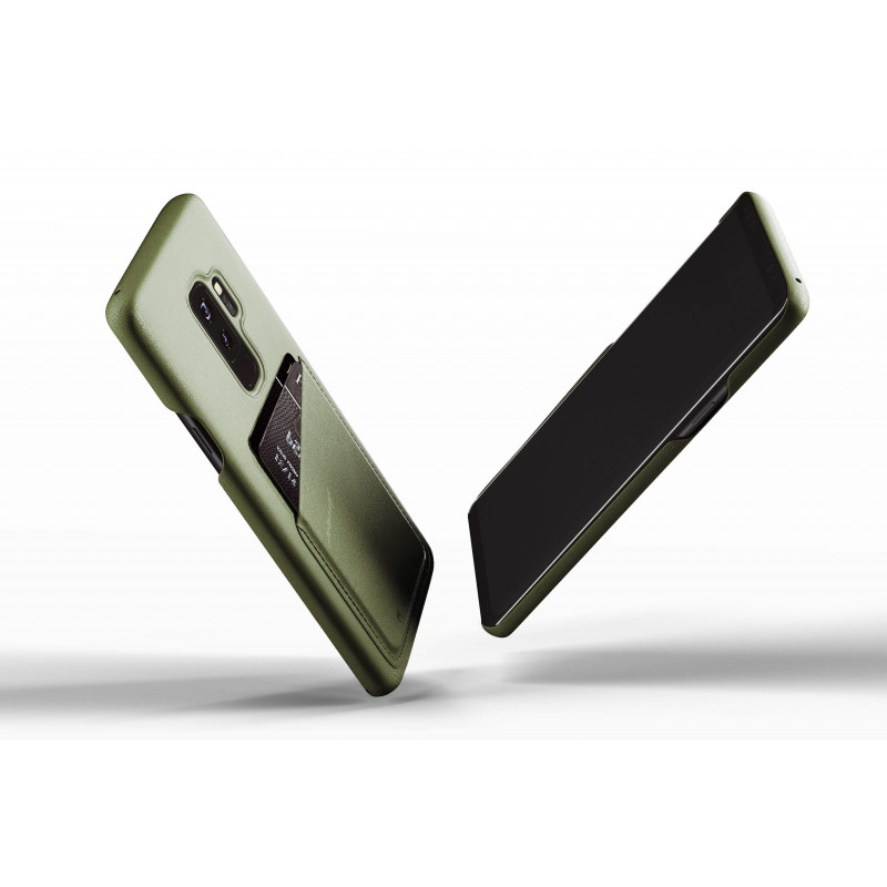 Coque Portefeuille en Cuir Mujjo Galaxy S9 Plus Olive