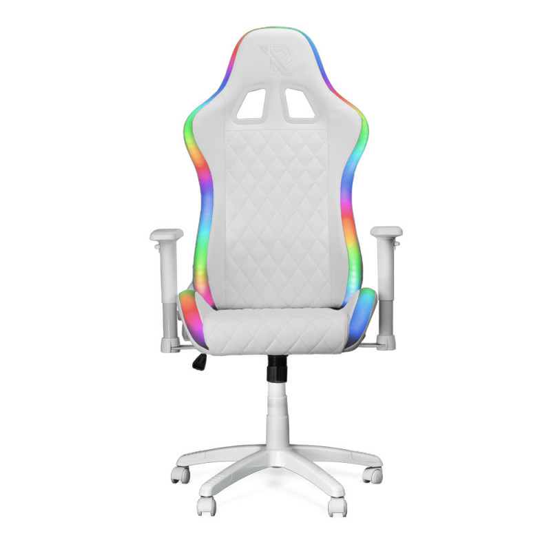 Ranqer Halo - Chaise gaming blanche avec LED RGB, chaise gamer ergonomique blanche