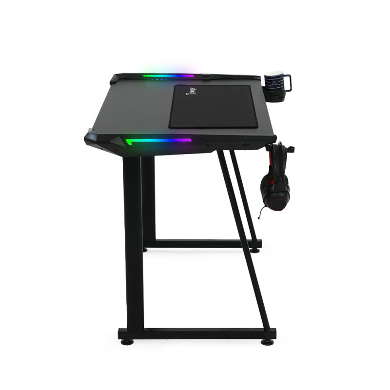Bureau gaming SNAKE avec rétroéclairage LED RGB 156x60 cm noir