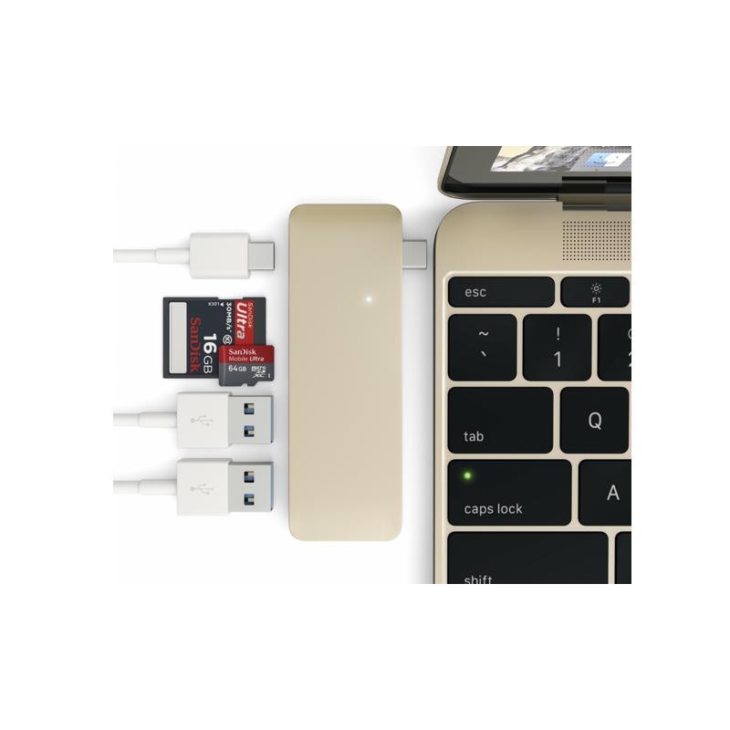Satechi Hub USB-C vers USB 3.0 / Carte SD / USB-C - Or