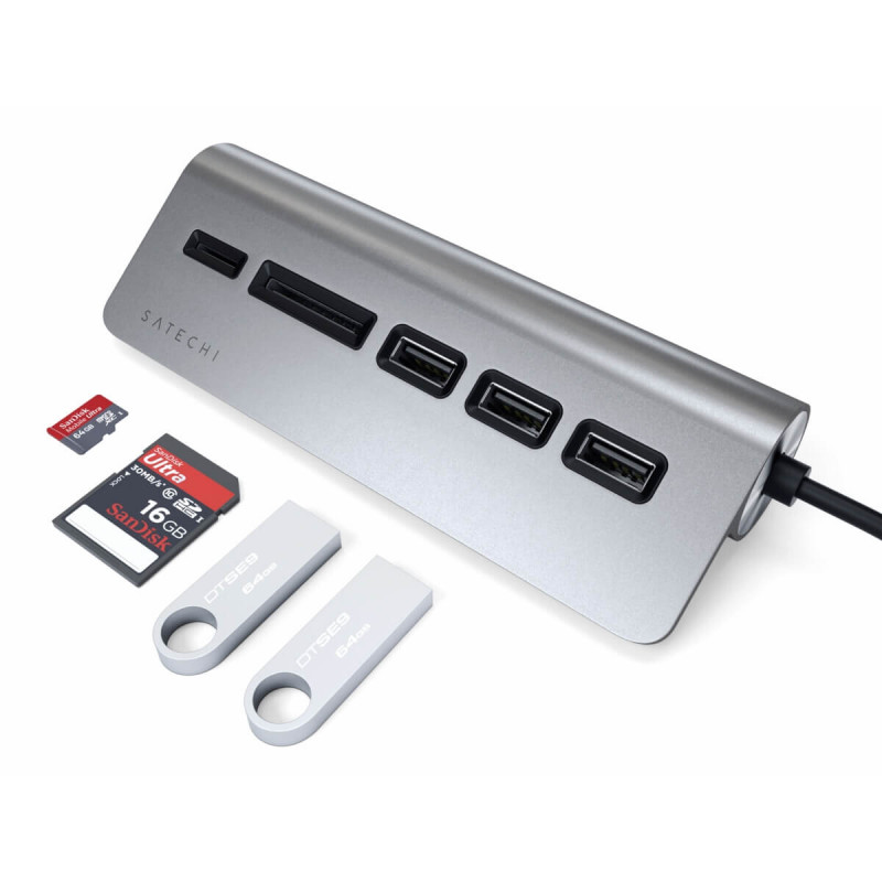 uni Lecteur de Carte USB C vers SD/MicroSD, Solide Aluminium Adaptateur  Carte Mémoire USB C [