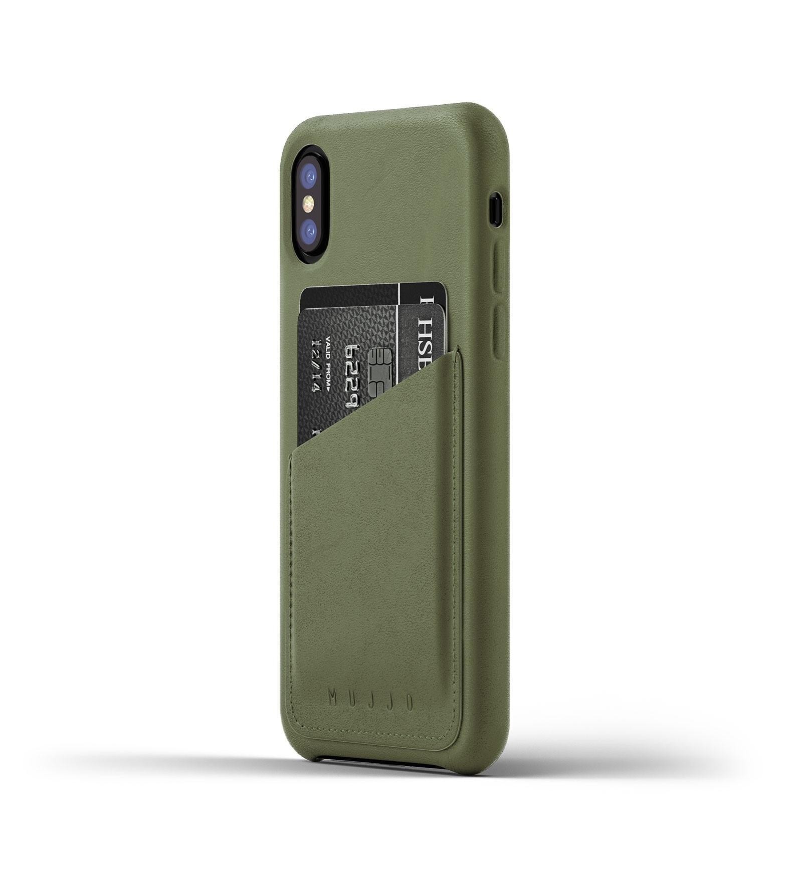 Mujjo Coque Cuir iPhone X - Etui portefeuille - vert