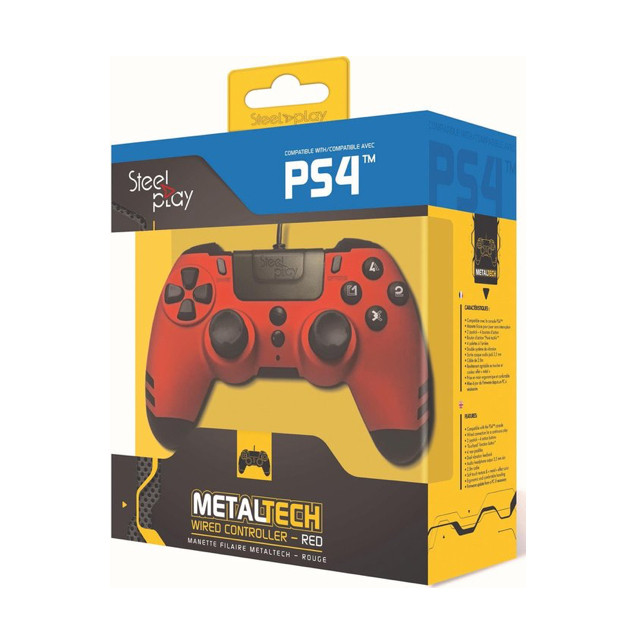 Steelplay MetalTech Manette PS4 Filaire - Rouge rubis