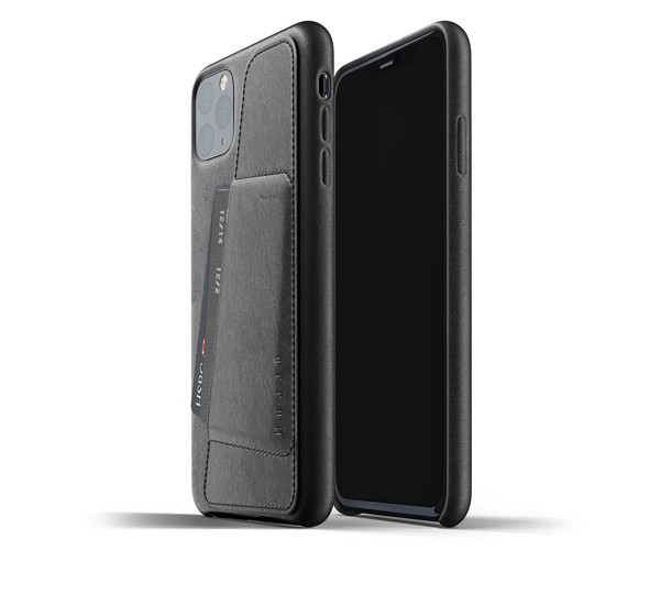 Mujjo - Coque iPhone 11 Pro Max portefeuille - en cuir - Noire