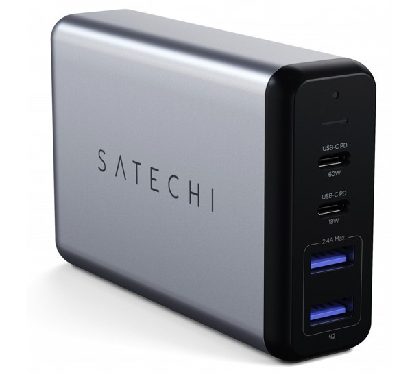 Satechi Chargeur Voyage multi USB Gris 75W Dual Type-C PD