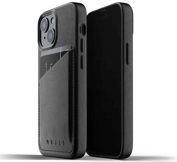 Mujjo - Coque cuir iPhone 13 Mini portefeuille - Noir