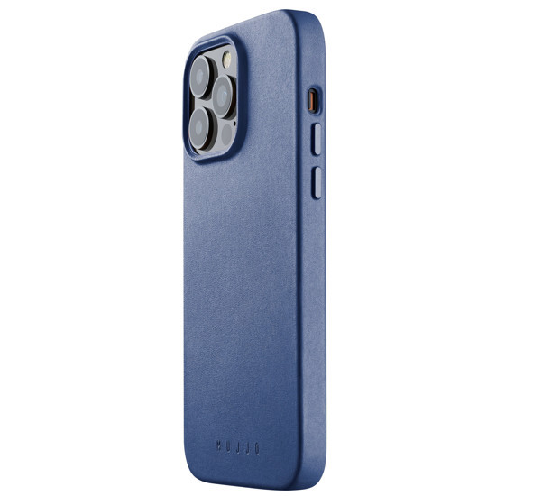 Mujjo Coque en cuir MagSafe pour iPhone 14 / 15 Plus - Bleu