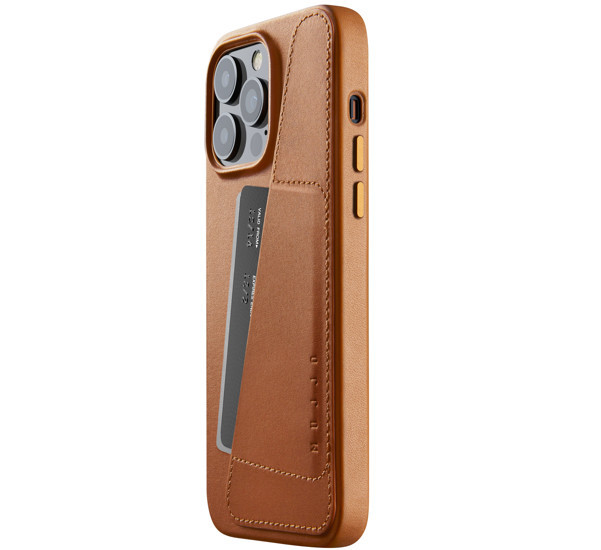 Mujjo Coque en cuir portefeuille pour iPhone 14 Pro Max - Brun