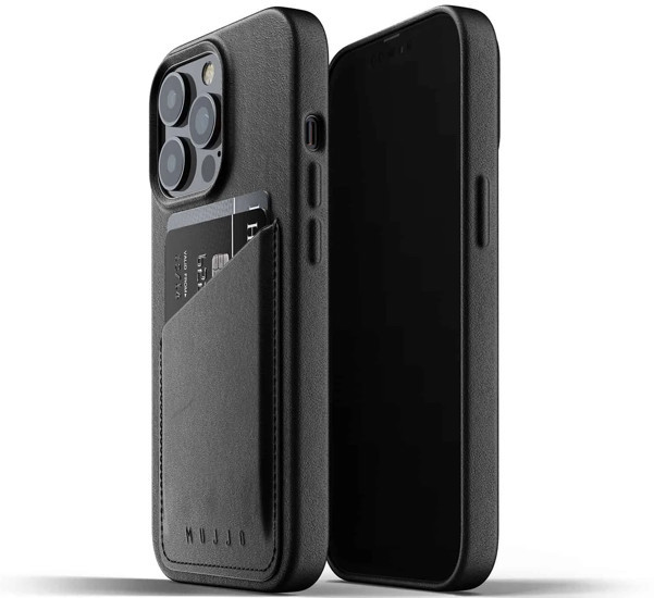 Mujjo - Coque cuir iPhone 13 Pro portefeuille - Noir