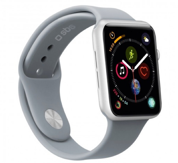 SBS Bracelet en silicone Apple Watch small/medium 42mm / 44mm / 45mm / 49mm - Gris