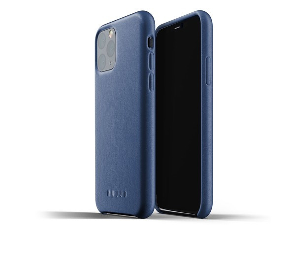 Mujjo - Coque iPhone 11 Pro de protection - en cuir - Bleue
