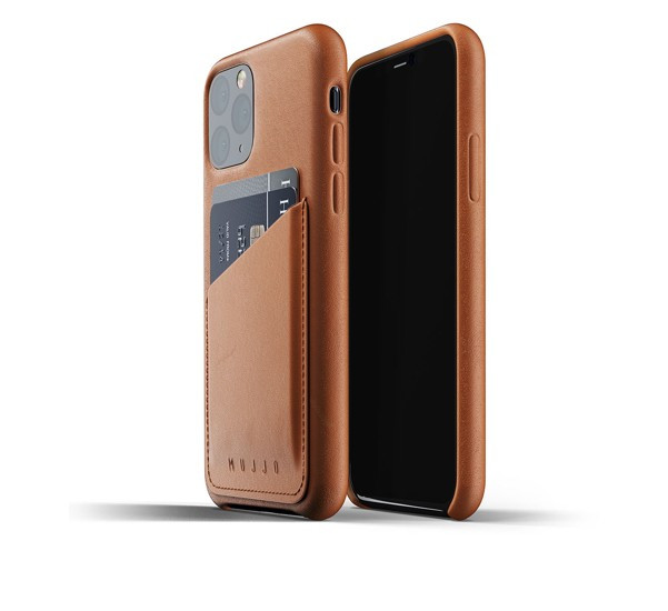 Mujjo - Coque iPhone 11 Pro portefeuille - en cuir - Marron