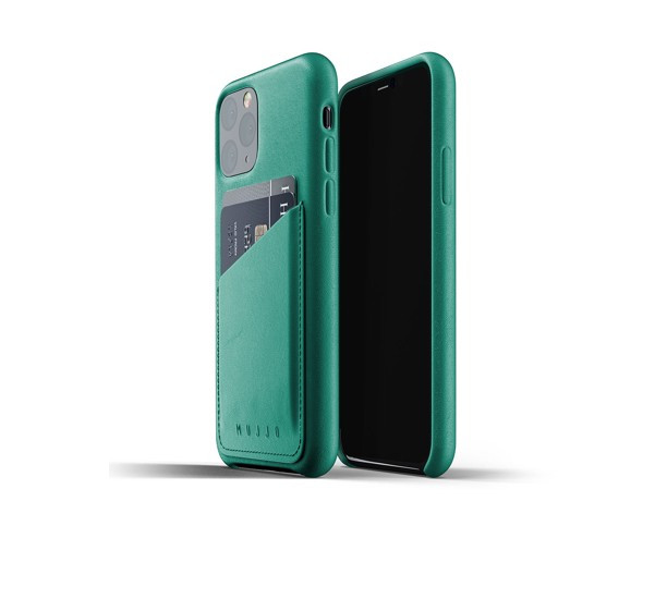 Mujjo - Coque iPhone 11 Pro portefeuille - en cuir - Vert
