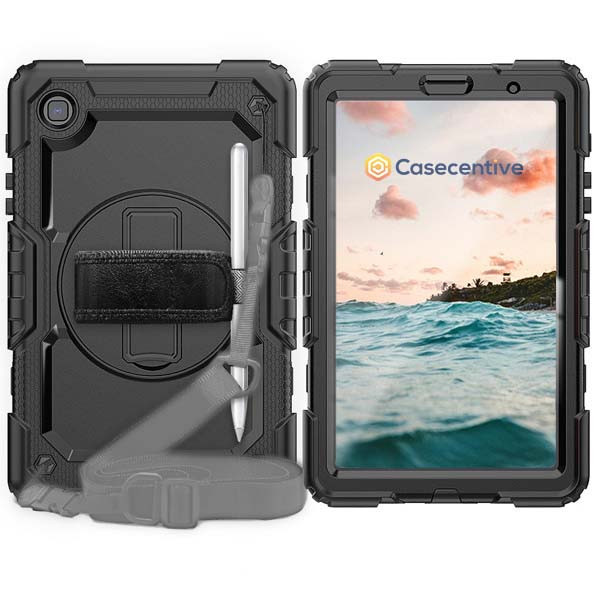 Casecentive Coque antichoc avec sangle Galaxy Tab A7 Lite 8.7 2020 - Noir 