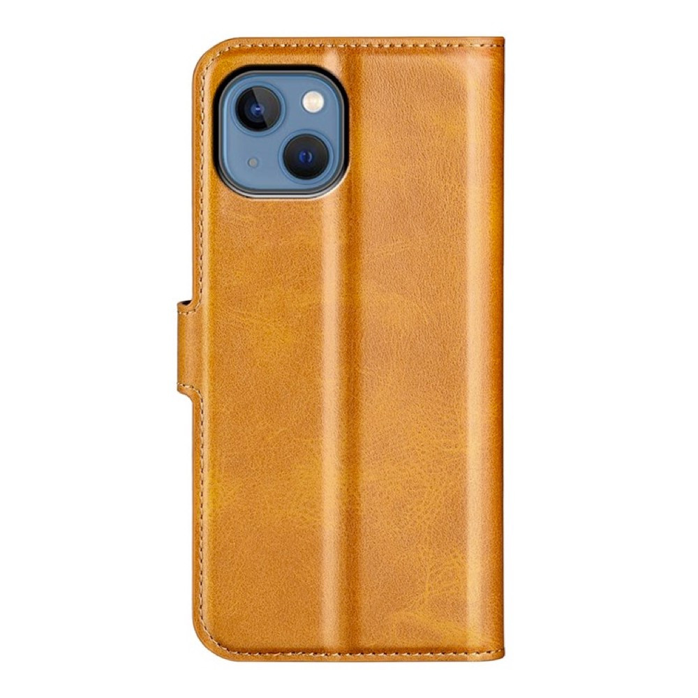 Casecentive Étui portefeuille en cuir avec fermeture iPhone 14 Plus - Camel
