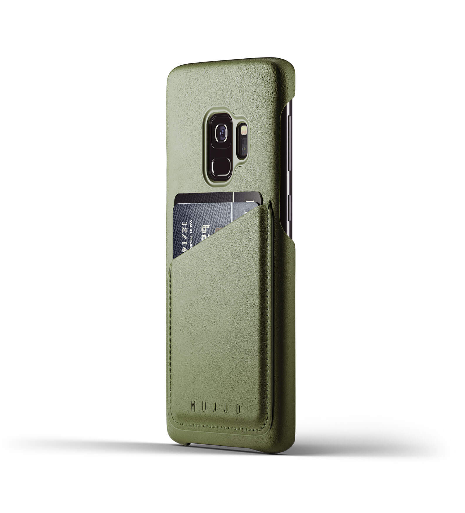 MUJJO Coque Portefeuille en cuir Samsung Galaxy S9 Vert Olive