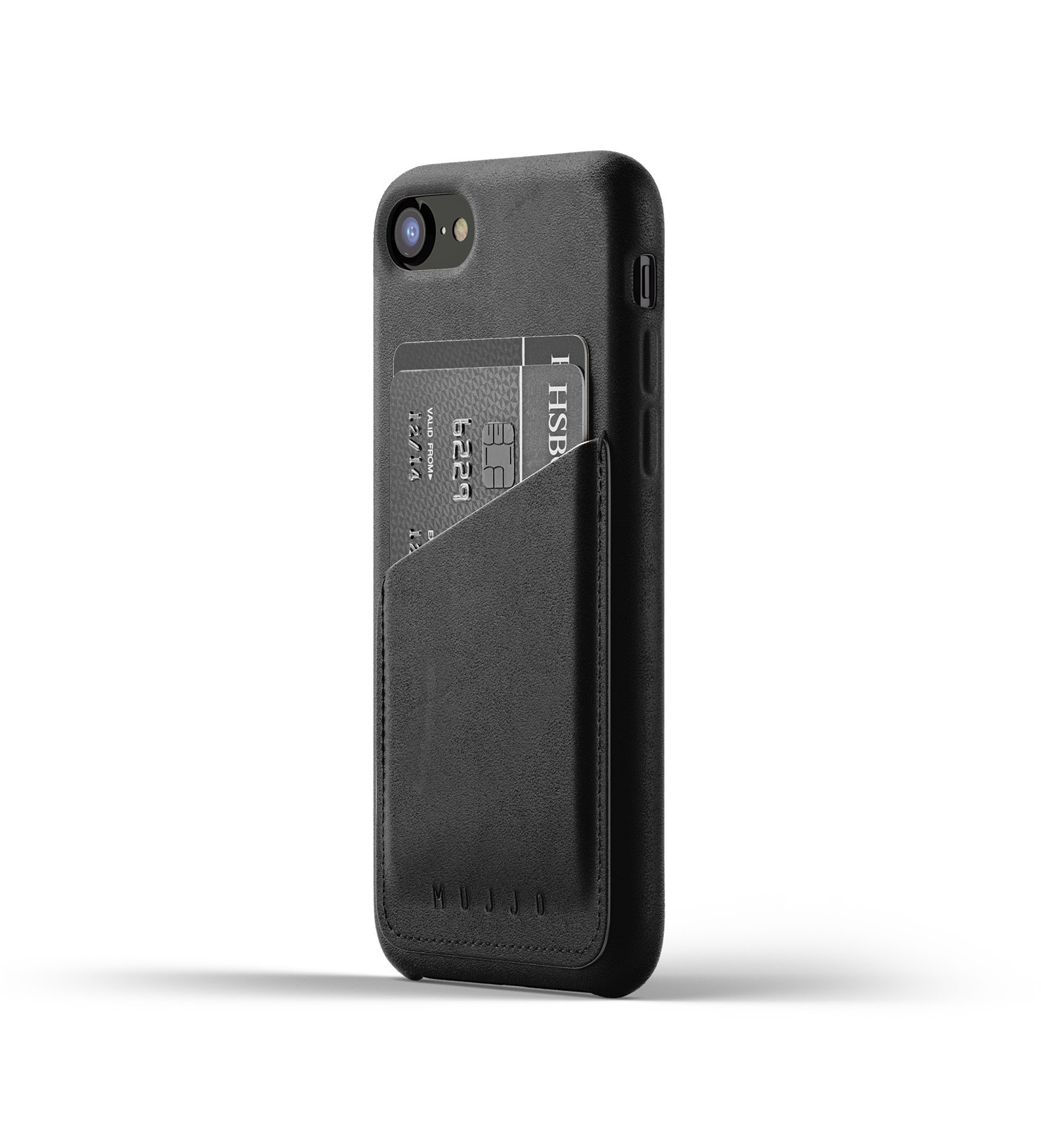 Mujjo Coque en cuir pour iPhone 7 / 8 / SE 2020  noire moderne