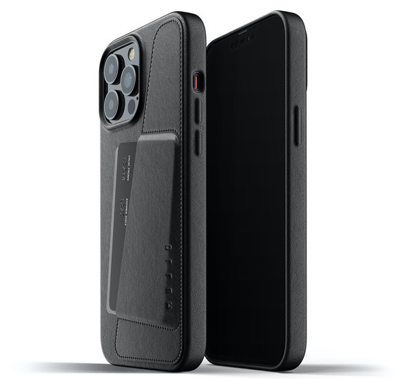 Mujjo - Coque cuir iPhone 13 Pro Max portefeuille - Noir