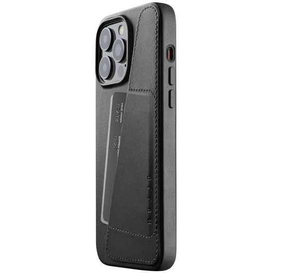 Mujjo Coque en cuir portefeuille pour iPhone 14 Pro Max - Noir