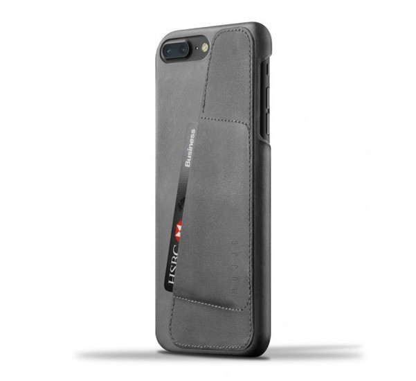 Mujjo - Coque portefeuille en cuir iPhone 7 Plus - Gris