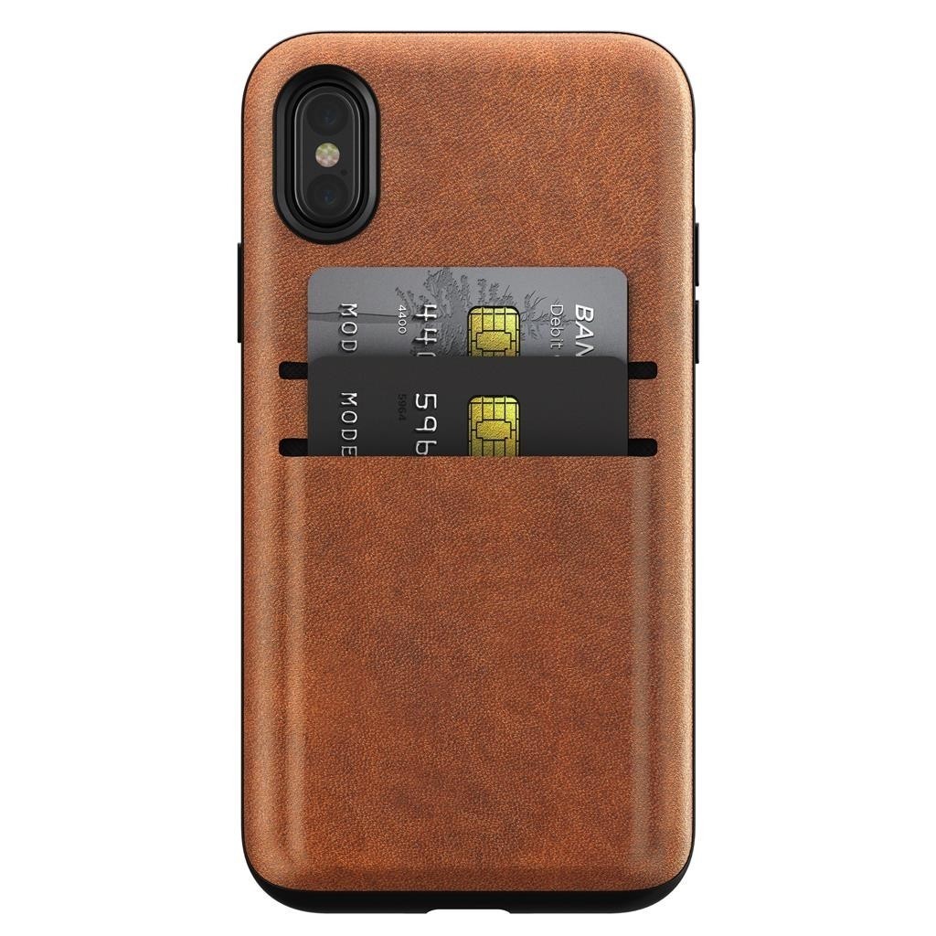 Nomad - Coque Phone X / XS porte carte en cuir - Marron